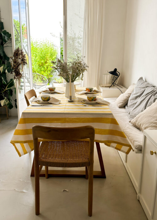 Mantel A RAYAS AMARILLO  Y BLANCO S