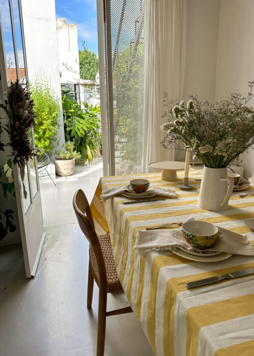 Mantel A RAYAS AMARILLO  Y BLANCO S - Imagen 4