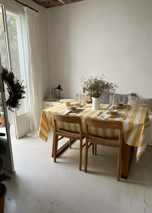 Mantel A RAYAS AMARILLO  Y BLANCO S - Imagen 5