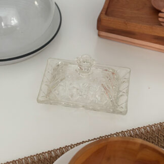 Mantequera Labrada de Vidrio Vintage