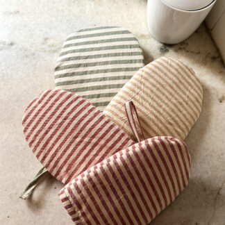 Manoplas de algodón rayadas