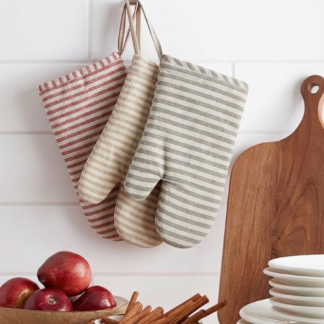 Manoplas de algodón rayadas